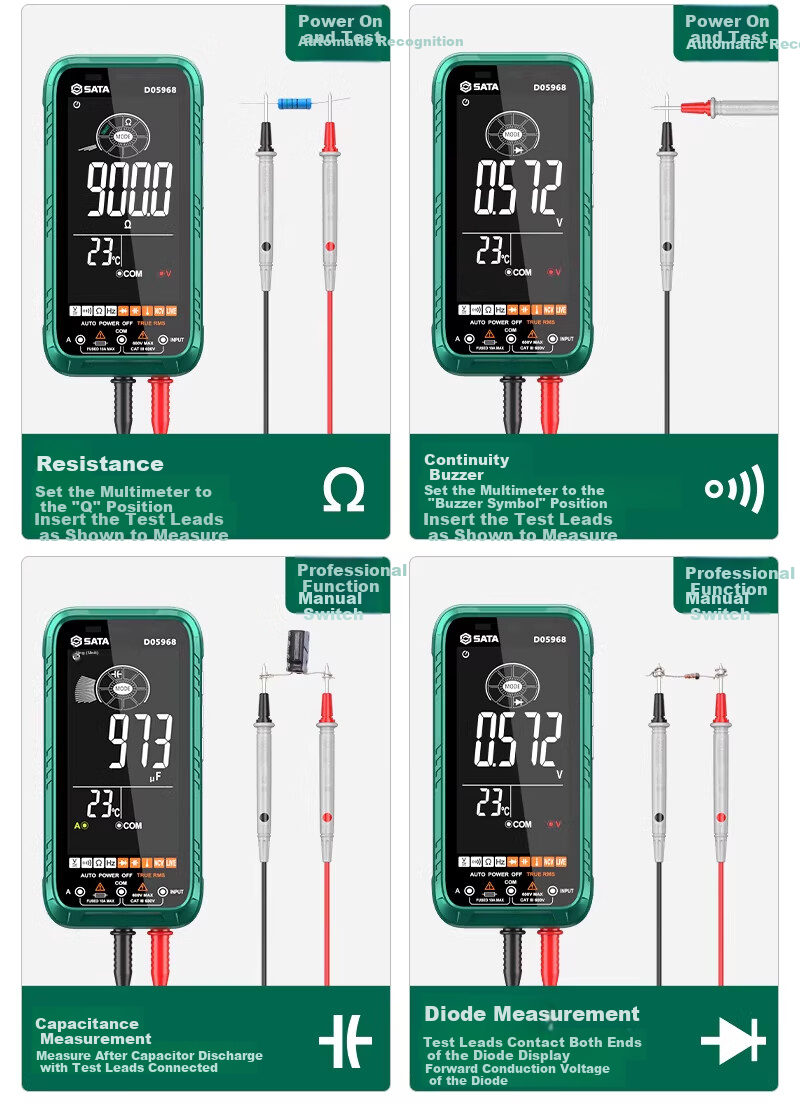 SATA Ultra-Thin Digital Multimeter High-Precision Multifunction Fully Automatic Portable Universal Meter D05967 Standard Edition 16