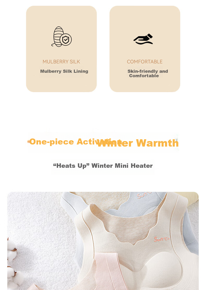 MiiOW 2-Pack Thermal Wool Silk Blend Girls' Developmental Vest Bras for Middle and High School Students Autumn Winter 3