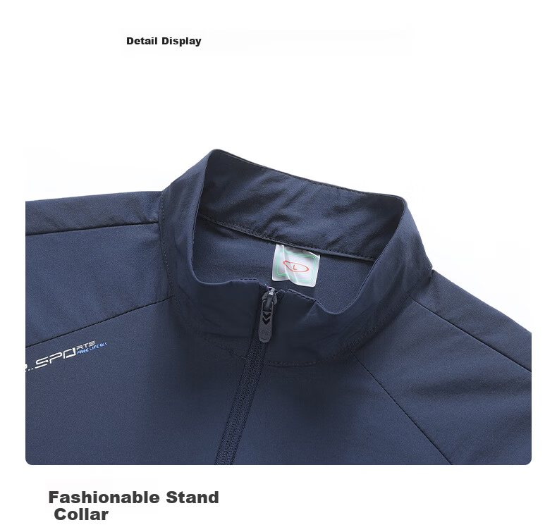 ROMON Men's Sun Protection Jacket Long Sleeve Lightweight Skin Jacket Stand Collar Cycling Shirt Iceland Blue 2XL 11