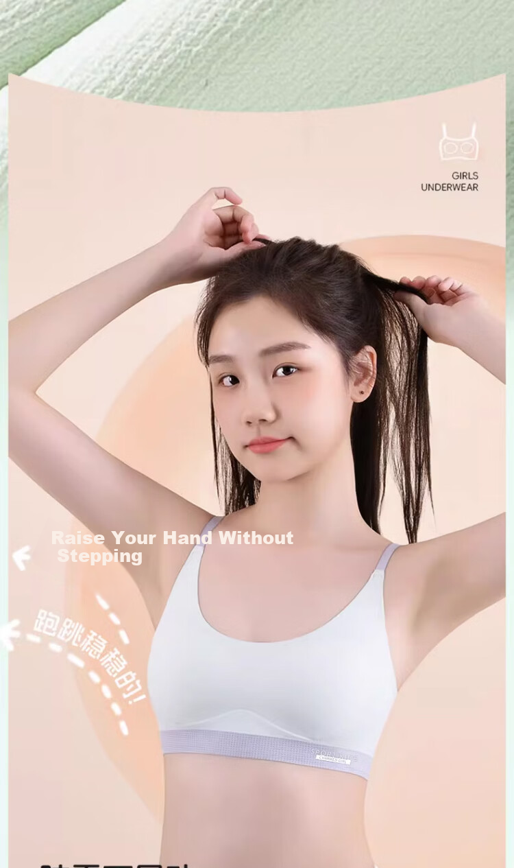 GUJIN 3-Pack Girls' Bras Stage 2 Development Lightweight Sports Wire-Free Seamless Teen Underwear for Middle and High School Students 5