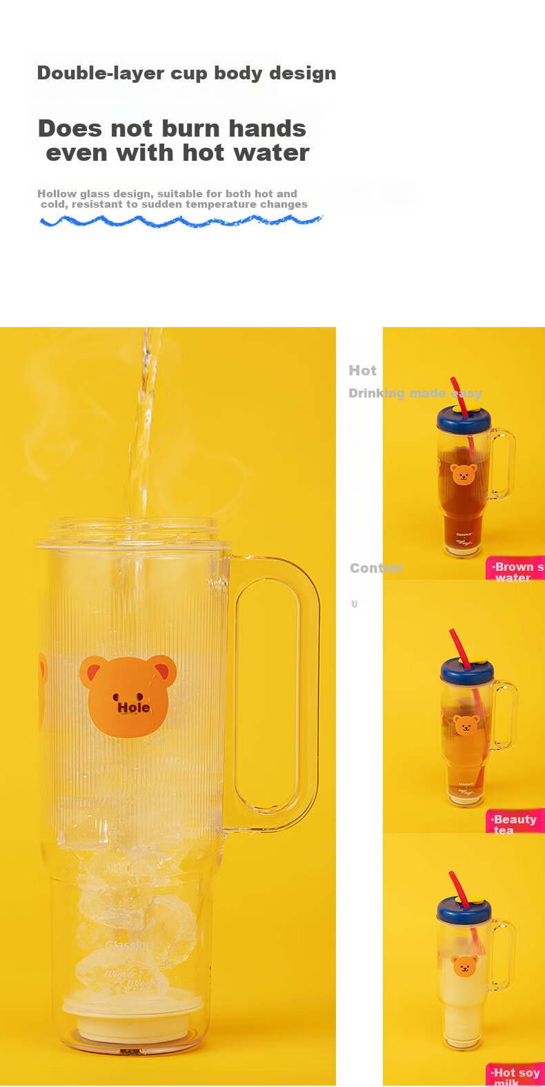 GLASSLOCK GAILANG & WiggleWiggle Collaboration Juicer Cup Ice Tumbler Car Portable Juicer Glass Juice Cup 12-Blade 304 Stainless Steel Ice Crusher 11