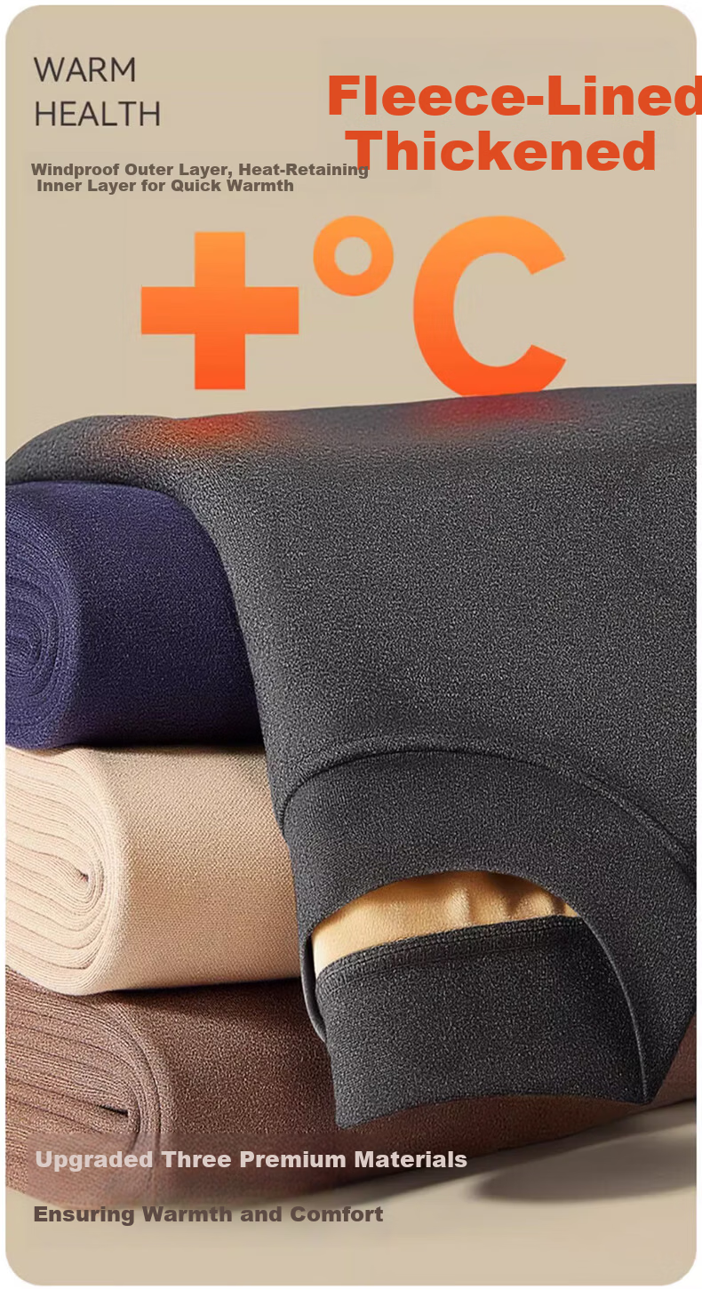 LangSha Men's Thermal Underwear Set Fleece Lined Thickened Lambswool 7A Antibacterial Mite-Resistant Mid-High Collar Windproof Autumn Shirt and Pants Set 4