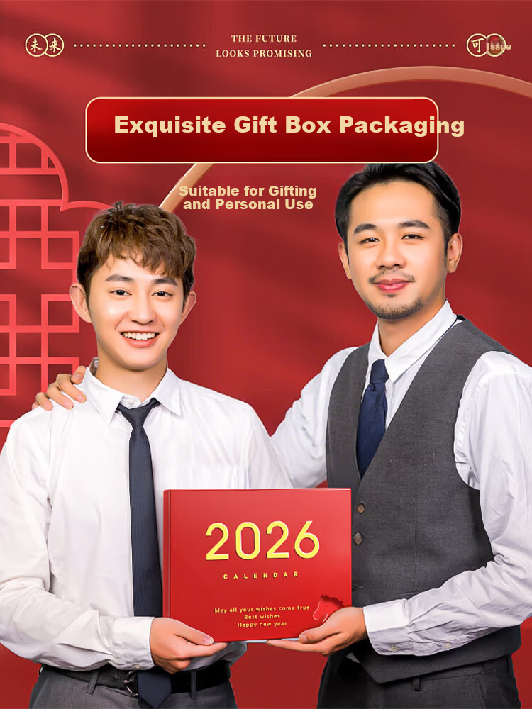 Jinzhi 2026 Year of the Horse Desk Calendar Gift Box/Deep Sea Blue 2025 Calendar Notebook Monthly Yearly Weekly Planner Office Desktop Decoration Office Gift 4