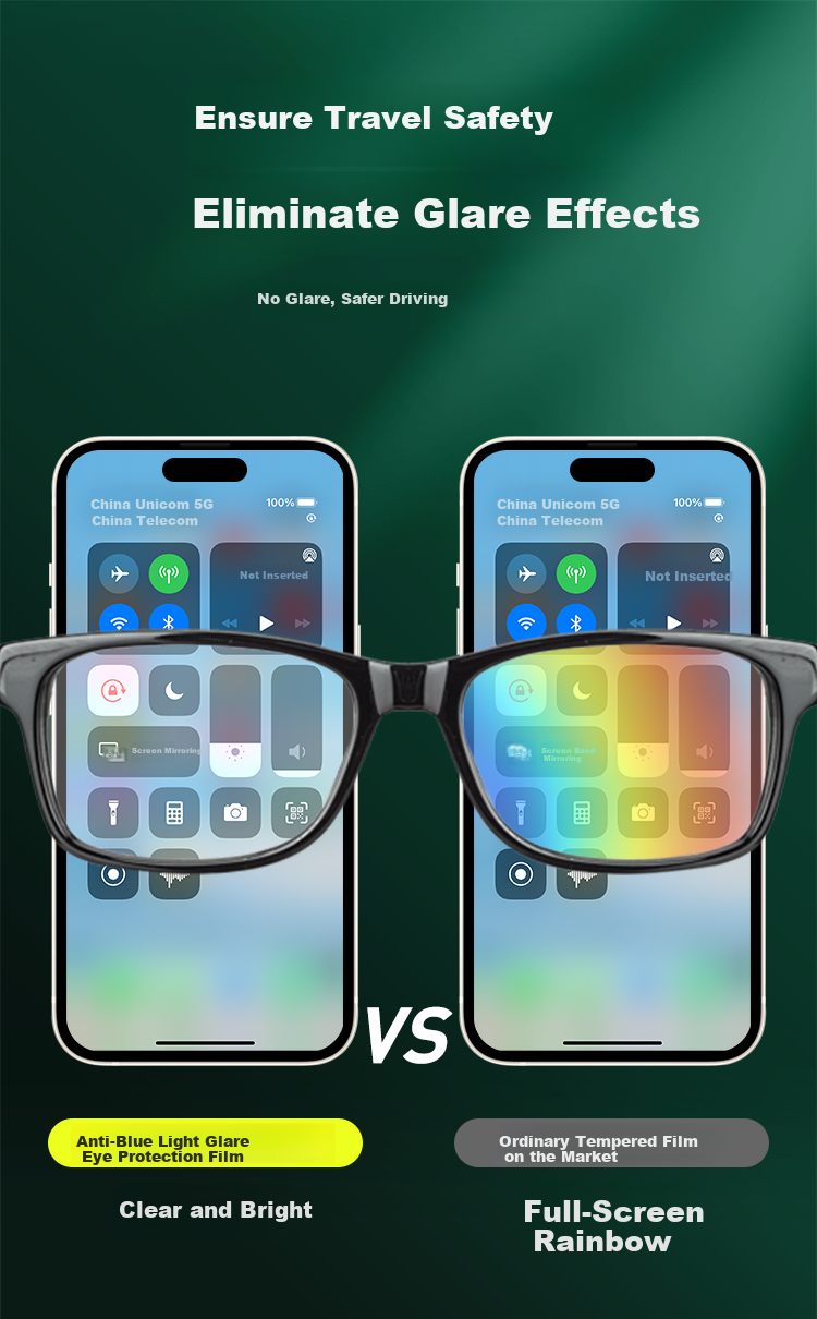 BOSQING [AG Frosted Eye Protection Film] Suitable for Apple 13/14 Tempered Glass Screen Protector, Anti-Blue Light, IPhone 13 Pro/16E/17E Phone Film, Anti-Glare, Anti-Fingerprint, Full-Screen, Anti-Reflective 10