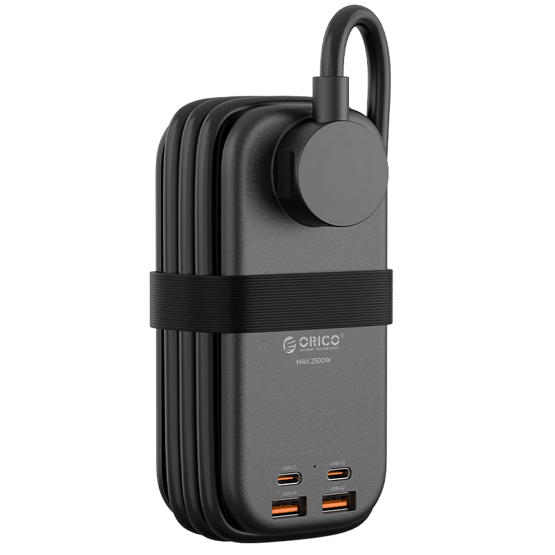 ORICO 100W GaN Wired Power Strip USB Socket Multi-Functional Travel Pocket Extension Cord Travel Business Trip Power Strip [100W] Star Black