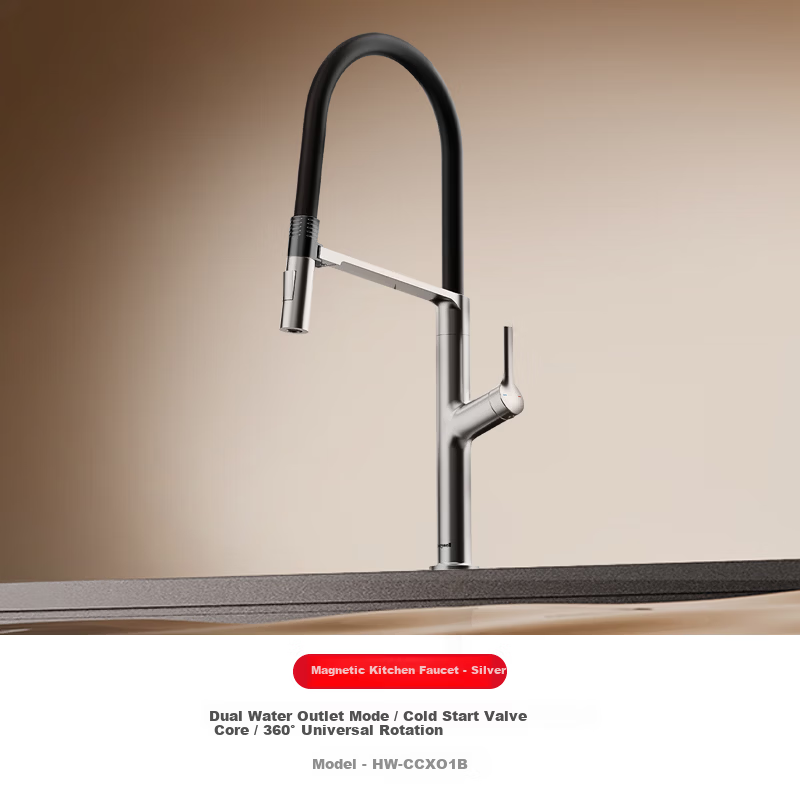 Honeywell Kitchen Silicone Magnetic Faucet Single Handle Hot and Cold Dual Control Zinc Alloy Chrome Plated Sink Faucet CCX01B