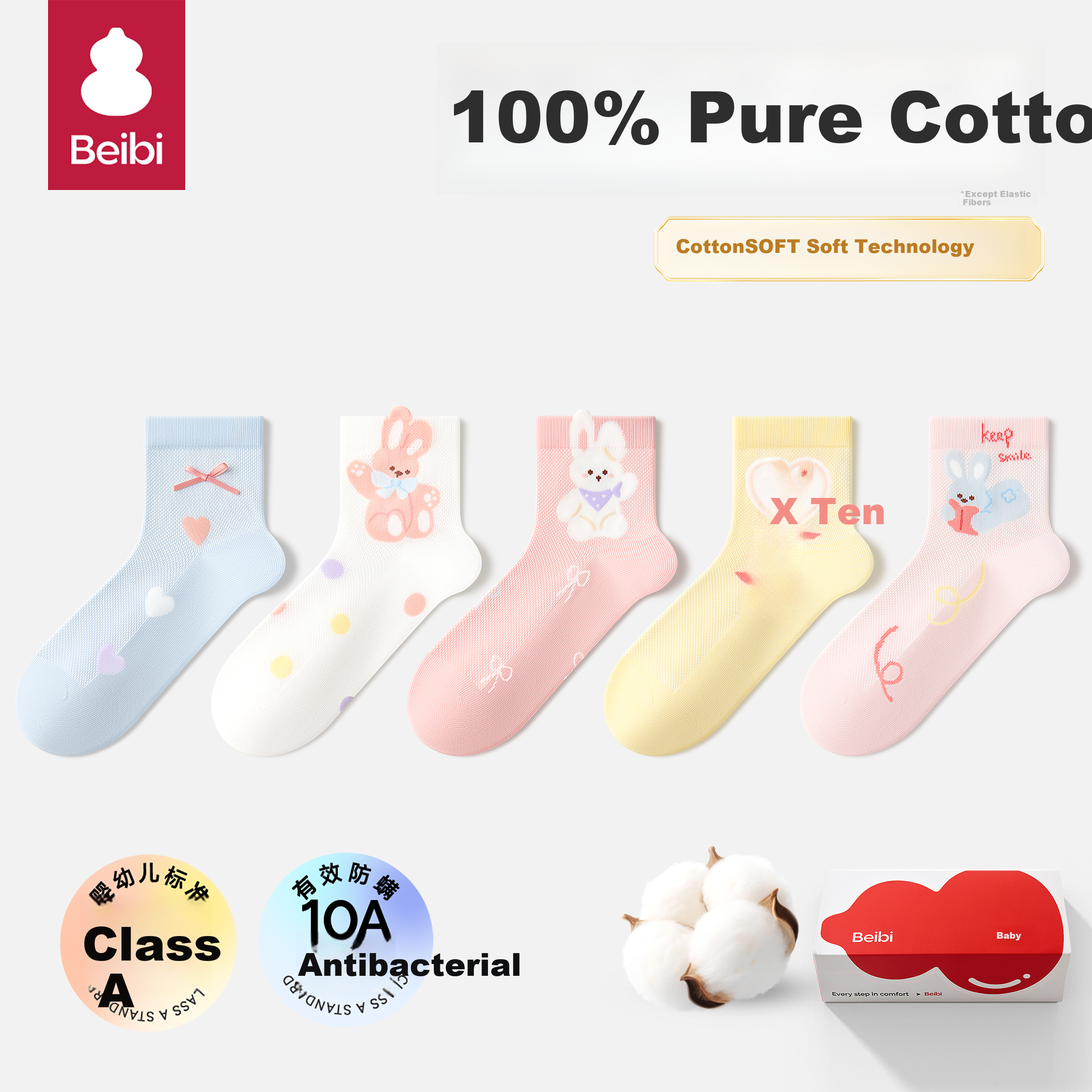 Baby Girls Socks Spring Summer Thin Pure Cotton A-Class 100% Cotton Odor-Resistant Sweat-Absorbing Socks for Older Children Toddler Kids Socks
