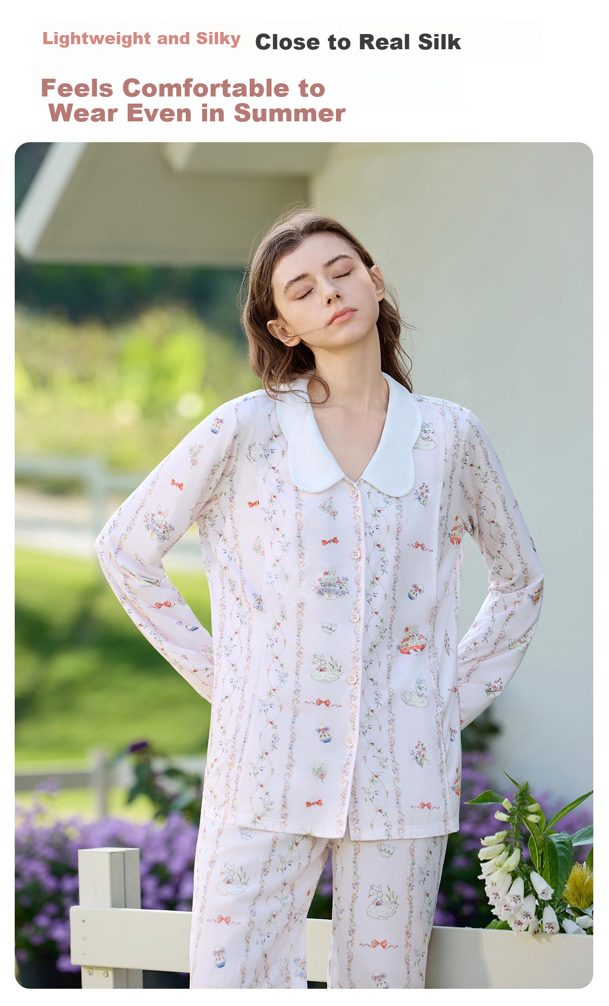 JOYNCLEON Plant Natural Cool Summer Thin Maternity Postpartum Nursing Pajamas L jyz204865 10