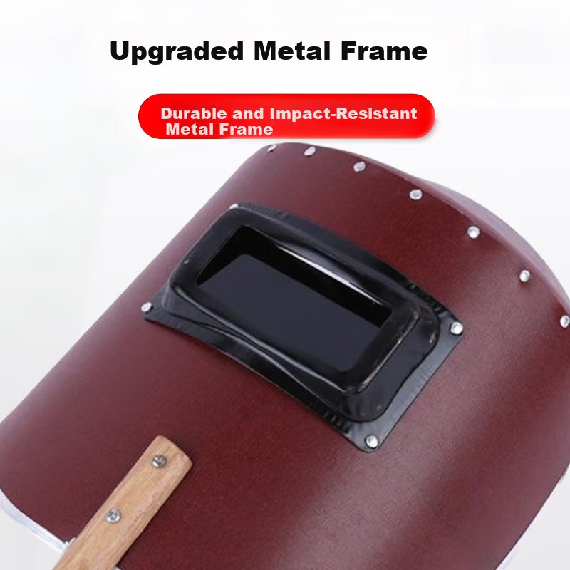 Anxiaoxia Electric Welding Helmet Protective Face Shield Argon Arc Welding Cap Lightweight Leather Face Cover with Three Black Lenses and Strap 5