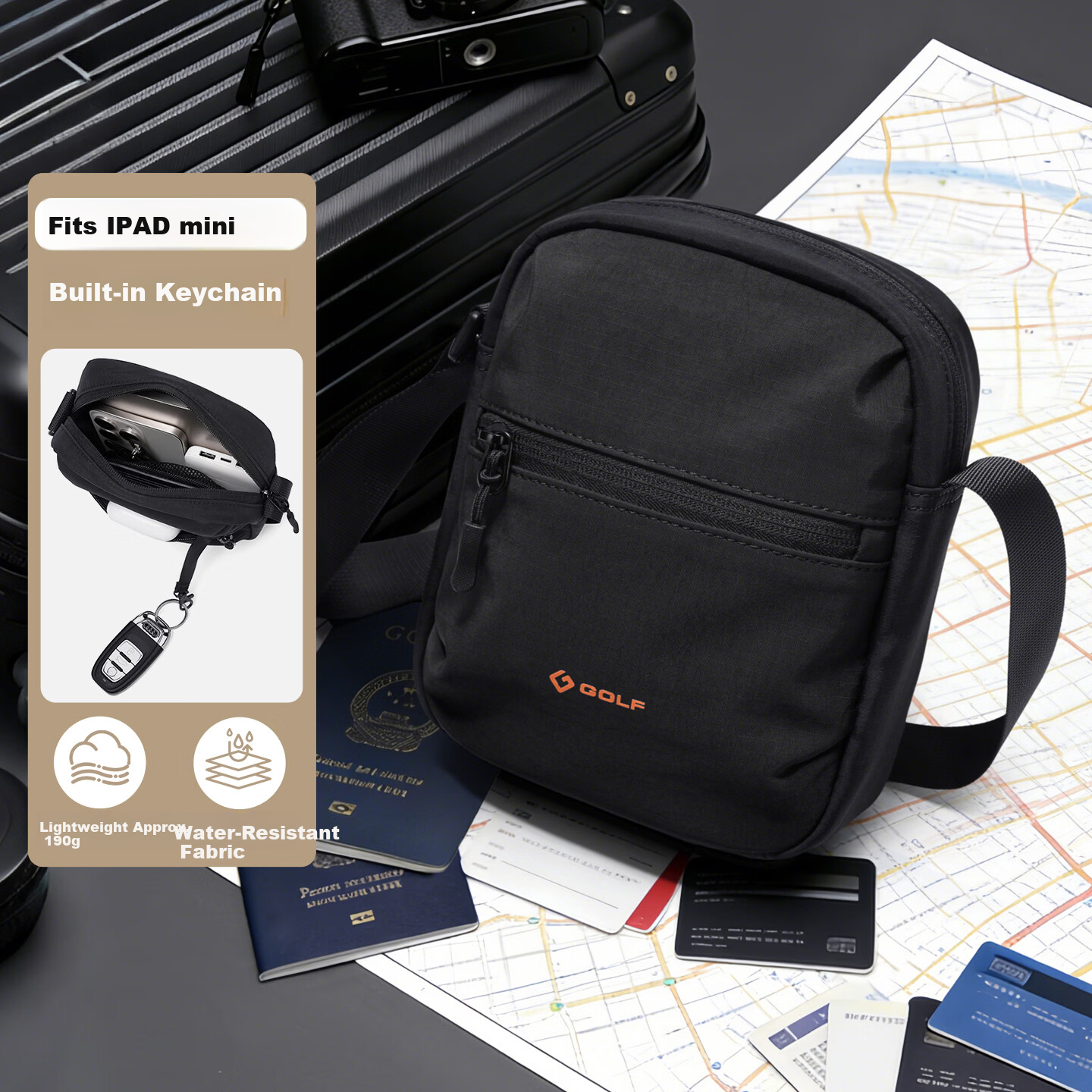 GOLF Men's Lightweight Single Shoulder Crossbody Bag iPad Phone Casual Sports Cycling Small Shoulder Bag for Women