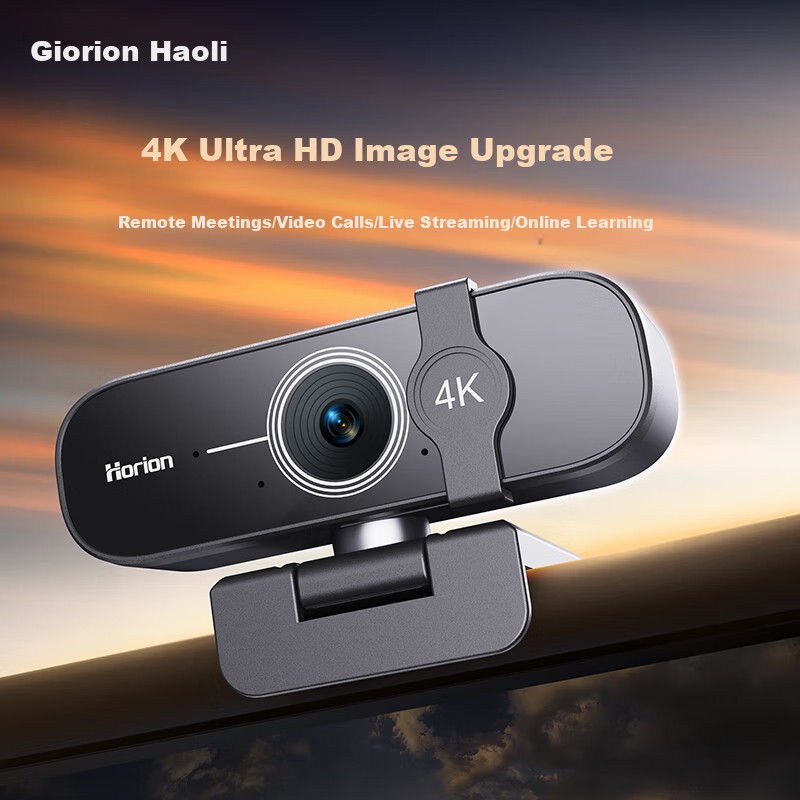 Haoli 4K HD USB External Computer Webcam 12MP Built-in Microphone Desktop Laptop Video Call Office Online Class Live Streaming Conference Universal