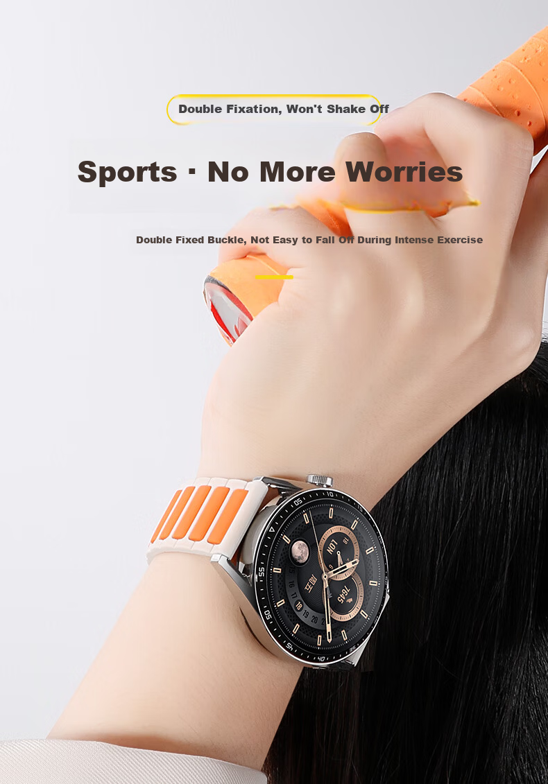 Weiqiantu Compatible Huawei Watch Band for Watch 3/4 Pro/Watch GT4/GT3/2, High-Grade Silicone Pin Buckle Strap with Herringbone Texture, 42/43mm Dial, Shimmering Purple 4