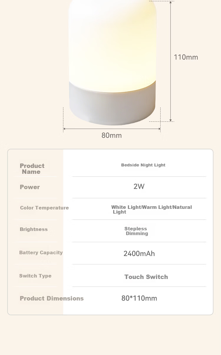 XLYS Remote Control Rechargeable Night Light Baby Feeding Bedroom Bedside Lamp with Timer Touch Sleep Companion Nightlight 8