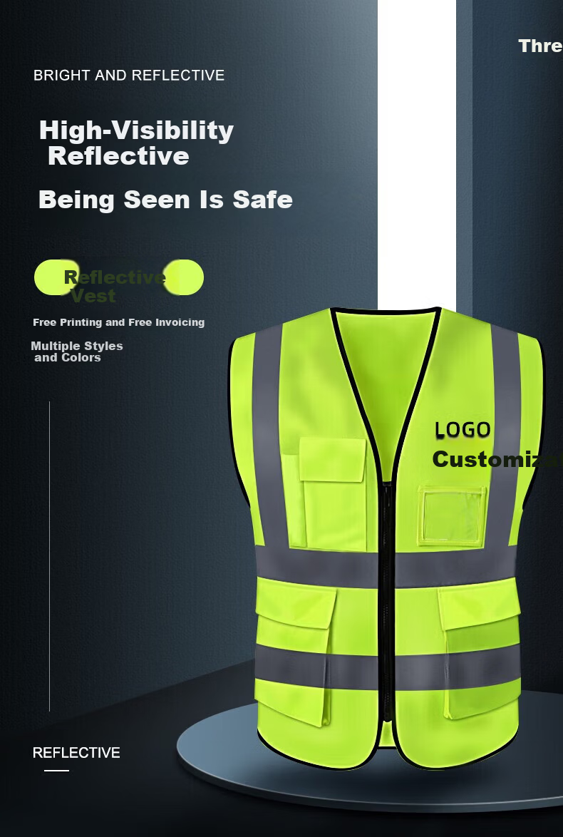 Haoma Reflective Vest Safety Workwear Construction Site Vest Vehicle Inspection Logistics Worker Reflective Jacket Thickened Multi-Pocket - Red [Same/Next Day Delivery] 2
