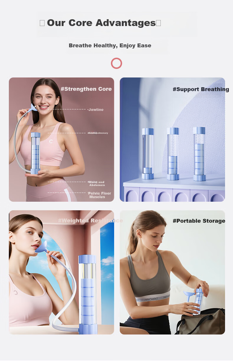 Oufanda Adjustable Breathing Dumbbell Diaphragmatic Breathing Trainer Lung Capacity Exerciser Abs Vest Line Pelvic Floor Muscle Face Slimming Device 4