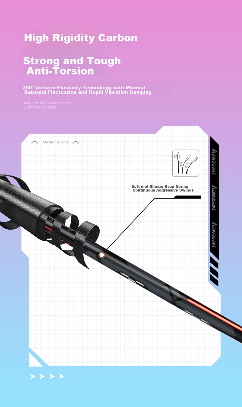 KAWASAKI Badminton Racket Sword Attack Gift Box Z650 Single Professional Full Carbon Ultra-Lightweight Offensive Youth Universal Bow 5