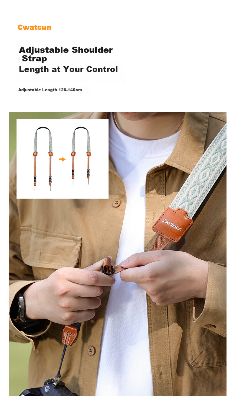 CWATCUN Kadenka Adjustable Camera Shoulder Strap Quick Release Camera Accessory Padded Jacquard Strap 2