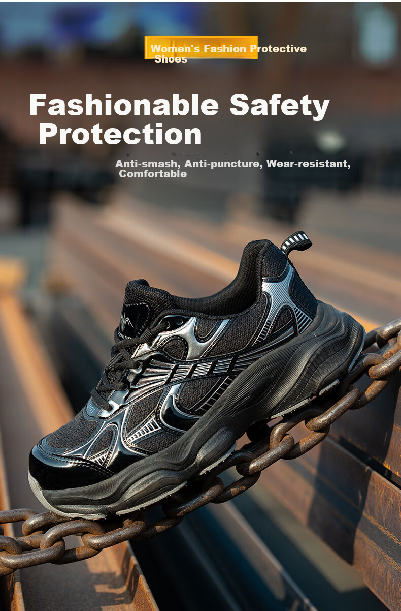 Chichengniao Women's Safety Shoes Anti-Smash Anti-Puncture Steel Toe Summer Breathable Lightweight Comfortable Work Protective Construction Durable Safety Shoes [Ultra-Light Soft Sole] Anti-Smash Anti 1