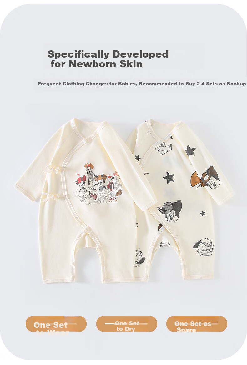 Disney Baby Newborn Romper Spring Autumn A-Class Pure Cotton Crawling Suit Full Moon 100 Days Bodysuit Pajamas 3