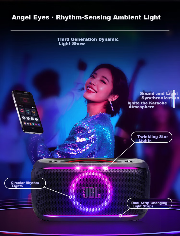 JBL PARTYBOX ON THE GO 2nd Gen Wireless Bluetooth Speaker Long Battery Life Bass Outdoor Portable Mobile Karaoke Party Smart Speaker 5