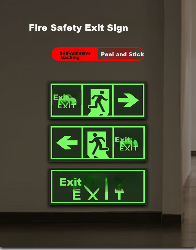 AimoHui Round Safety Exit Sign Fire Evacuation Floor Sticker Straight Arrow 5-Pack 19x19cm 1