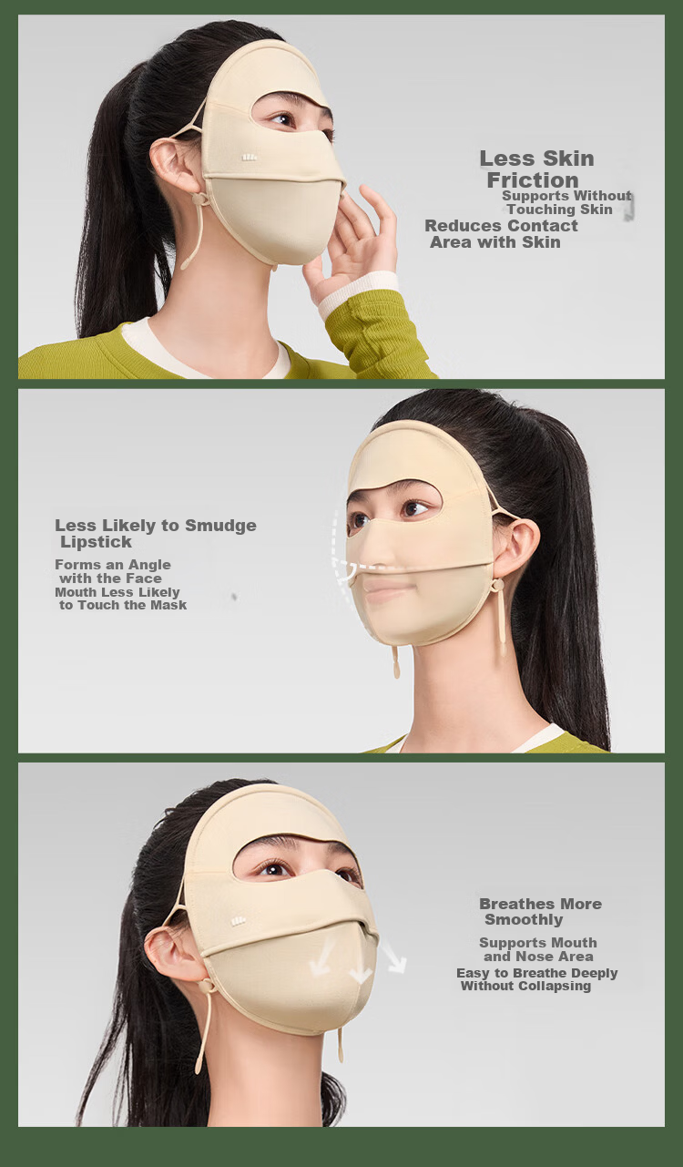 Beneunder Autumn Winter Sun Protection Moisturizing Cycling Face Mask Windproof Visor Face Bikini High-Value Women's Brown 34