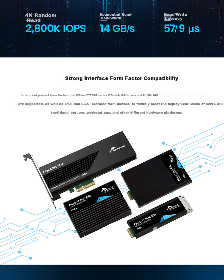 Memblaze Yiheng Chuangyuan Little Dolphin Data Center Enterprise SSD 7.68TB PCIe 5.0 U.2 Read-Intensive P7940DT0768Y00 3