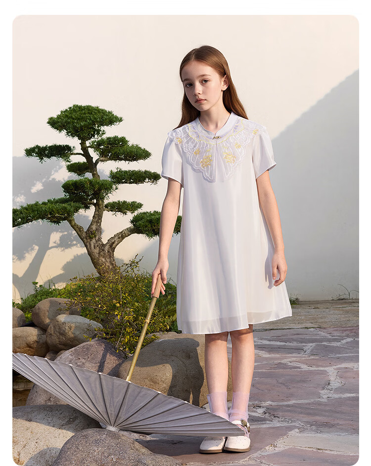 Balabala Girls Dress Children's Summer 2025 New Chinese Style Qipao Dress [Mall Same Style] 202225111035 19
