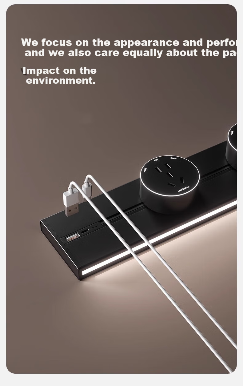 AUX LED Strip Track Socket with USB Sensor Light, Movable Surface-Mounted No-Drill, 500mm + 4 Five-Hole Outlets, White 4
