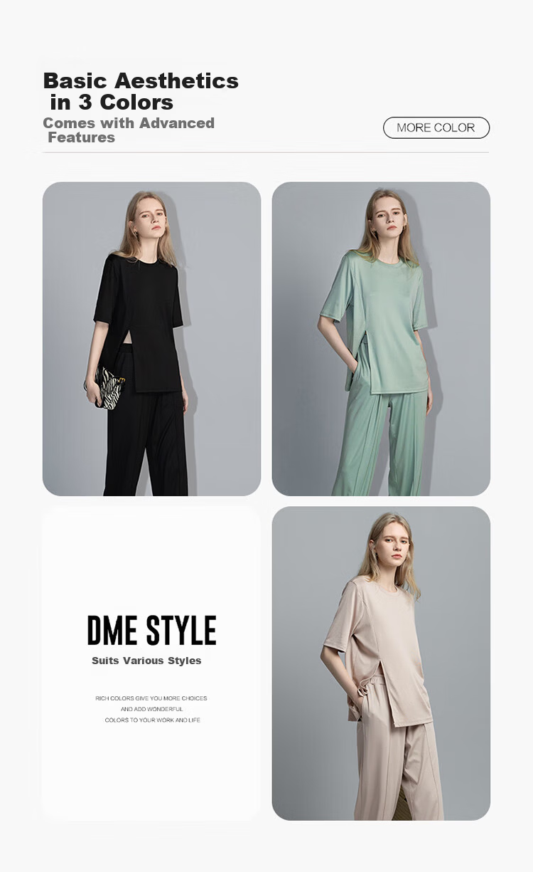 Demana Lazy Wear Set Spring Summer Round Neck T-Shirt and Casual Pants Two-Piece Set for Women Fashion 2