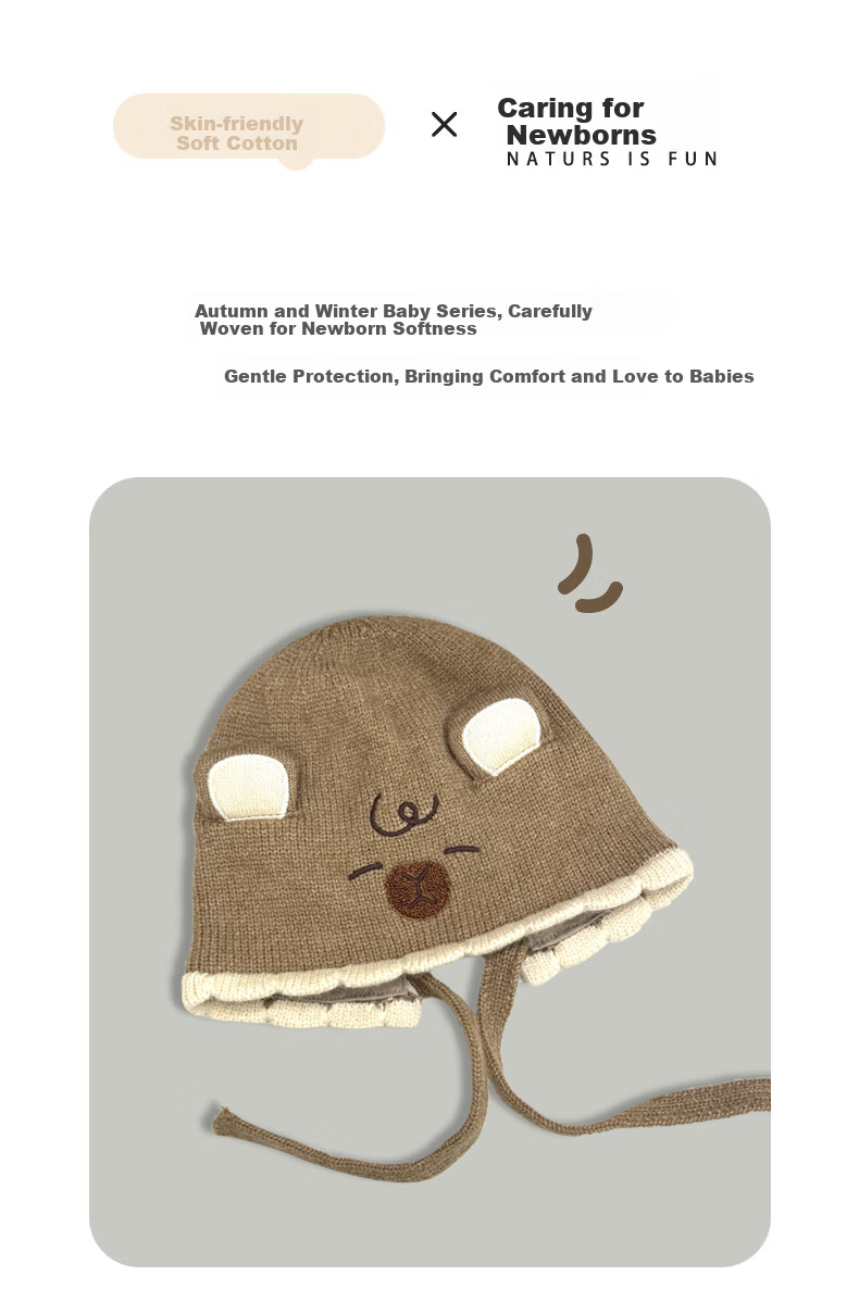 Benaxi Baby Hat Autumn Winter Boys Cute Knitted Hat Infant Winter Outdoor Woolen Warm Ear Protection Hat 4