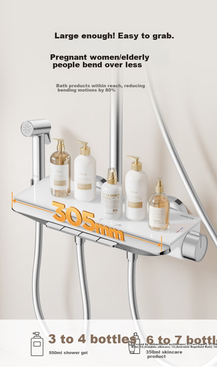 ARROW Shower Set Four-Function Pressurized Keypad Overhead Shower Complete Set 12