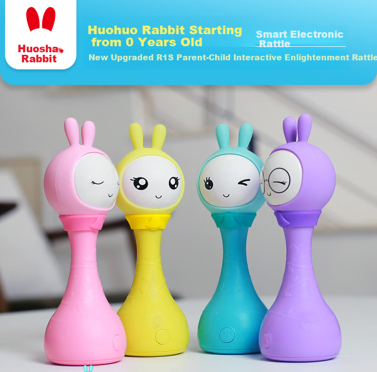 Huohuo Rabbit Newborn Electronic Soothing Rattle Teether Infant Baby Toy Early Education Story Machine Birthday Gift 1