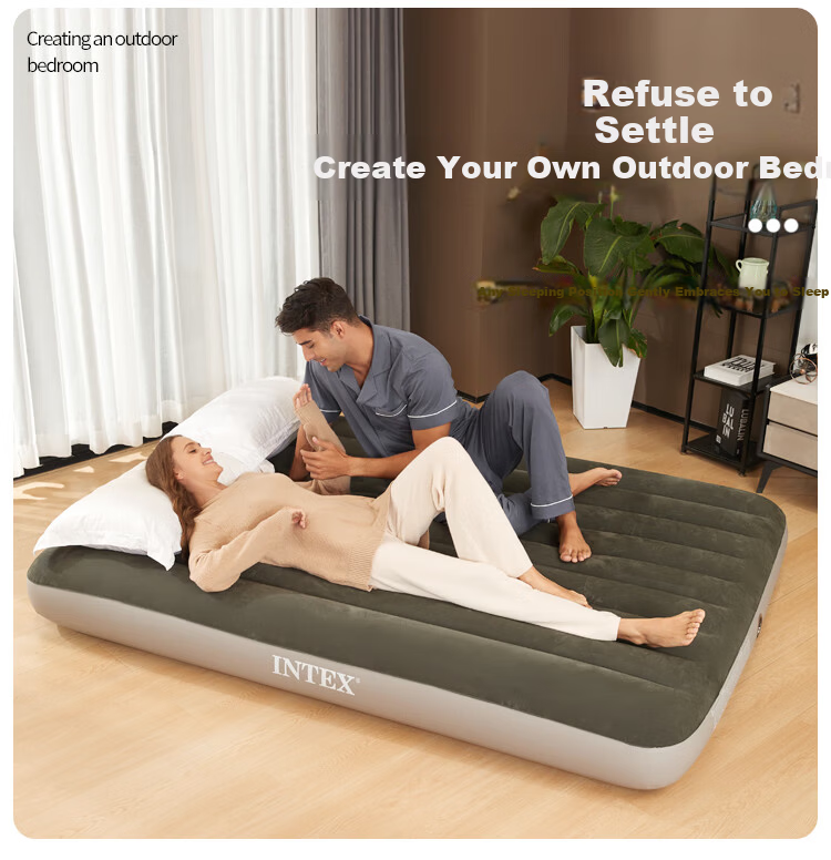 INTEX Automatic Inflatable Mattress Tent Camping Pad Outdoor Air Bed Home Nap Inflatable Mattress Foldable Bed 2