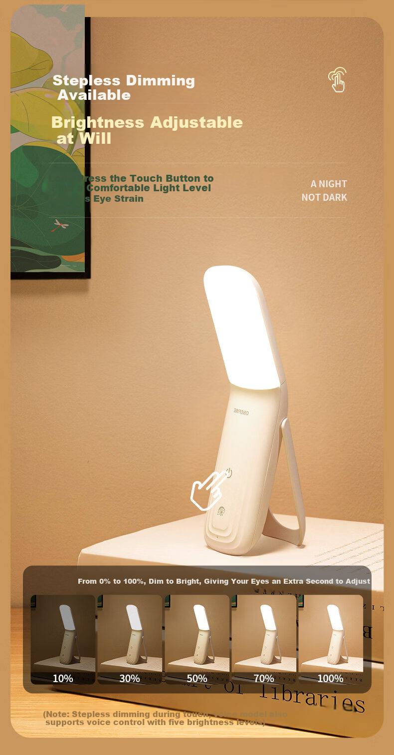 Kuhuo Smart Voice-Controlled Night Light Voice Bedside Lamp Reading Desk Lamp Eye Protection Wall Lamp Bedroom Sleep Rechargeable Wall-Mounted 13