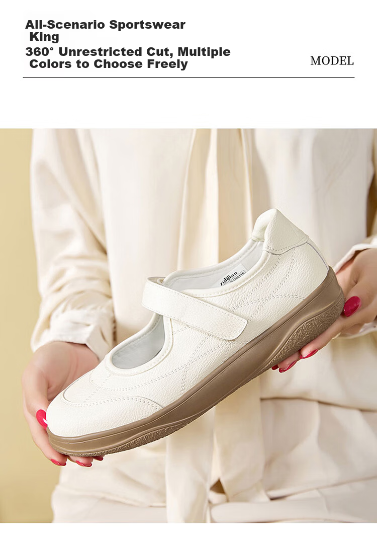 Zulijian Elderly Shoes Spring Summer Women's Leather Soft Sole Loafers Slip-On Single Strap Non-Slip Mom Shoes Nurse Shoes 13
