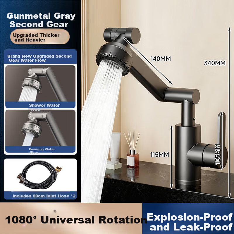 Baihan Faucet Basin Washbasin Faucet Bathroom Hot and Cold Two-in-One Mechanical Arm Basin Faucet