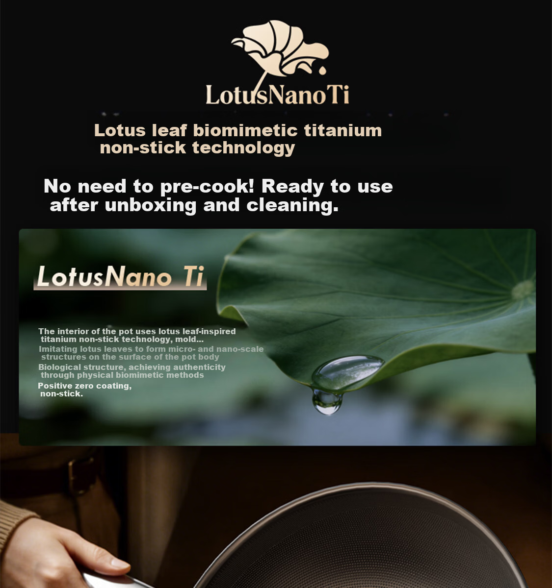 Kambach 5th Generation Pure Titanium Non-Coated Frying Pan Non-Stick Antibacterial 316L Stainless Steel Wok Compatible with Induction Cooker 13