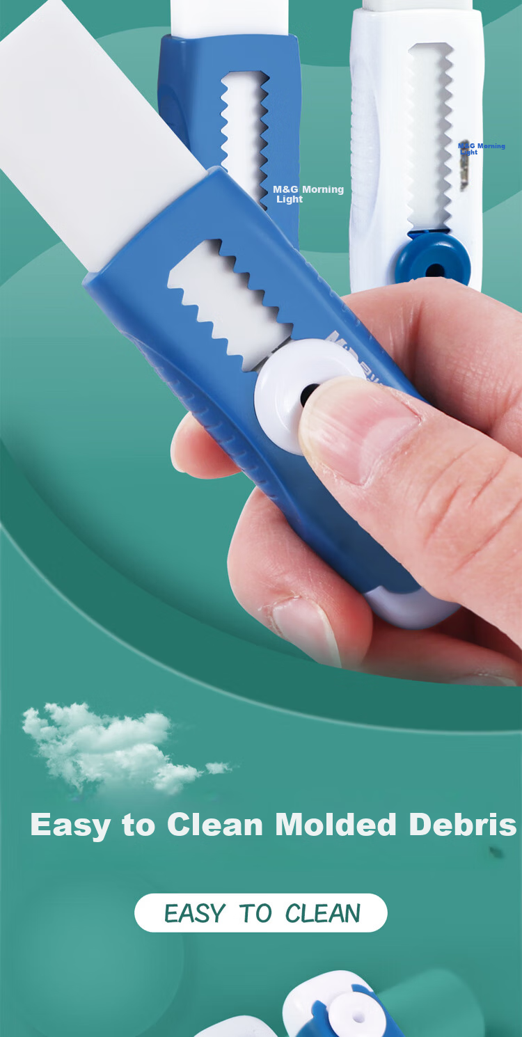 M&G Push-Pull Eraser No Residue Clean Press High Elasticity Refillable Core 3 Push-Pull Erasers + 5 Eraser Blocks AXPQ4201 2