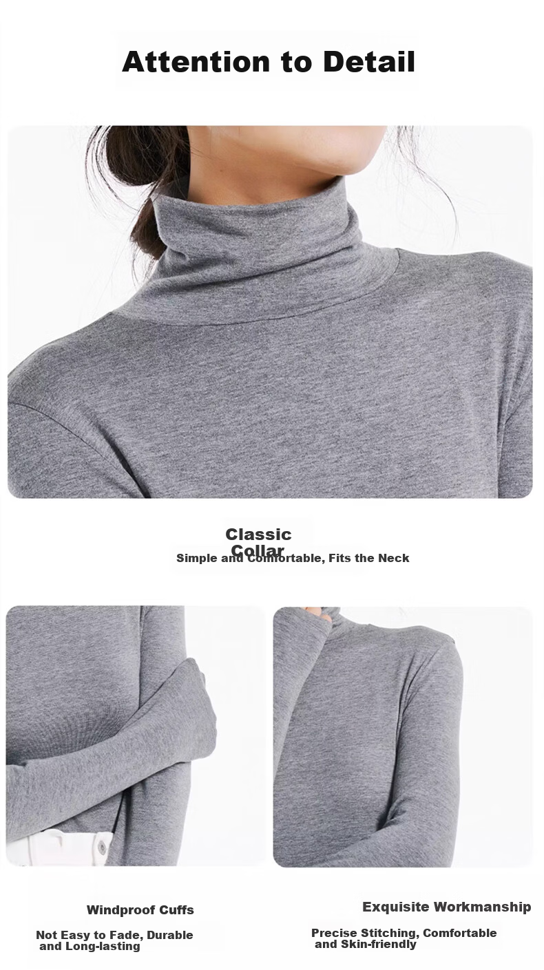 Avandi Wool Base Layer Half Turtleneck Women's Spring Thin Thermal Underwear Modal Autumn Shirt 7