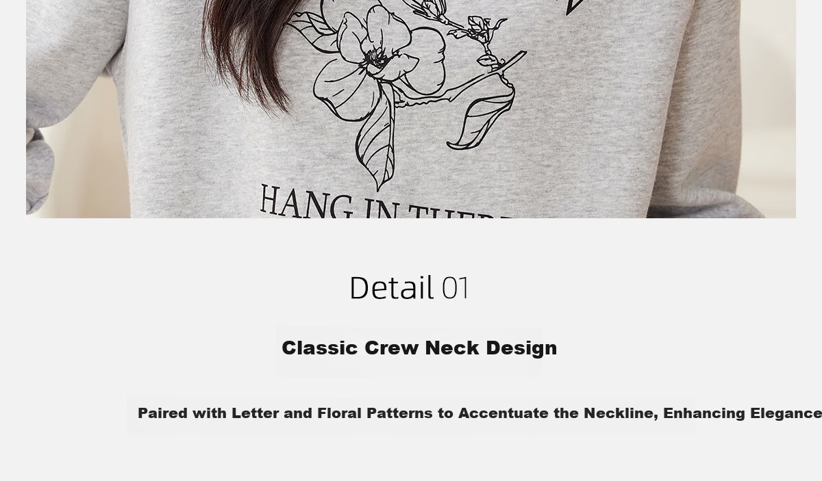 PinCai Elegant Floral Print Crewneck Sweatshirt Casual Versatile Outerwear P143W1008 9