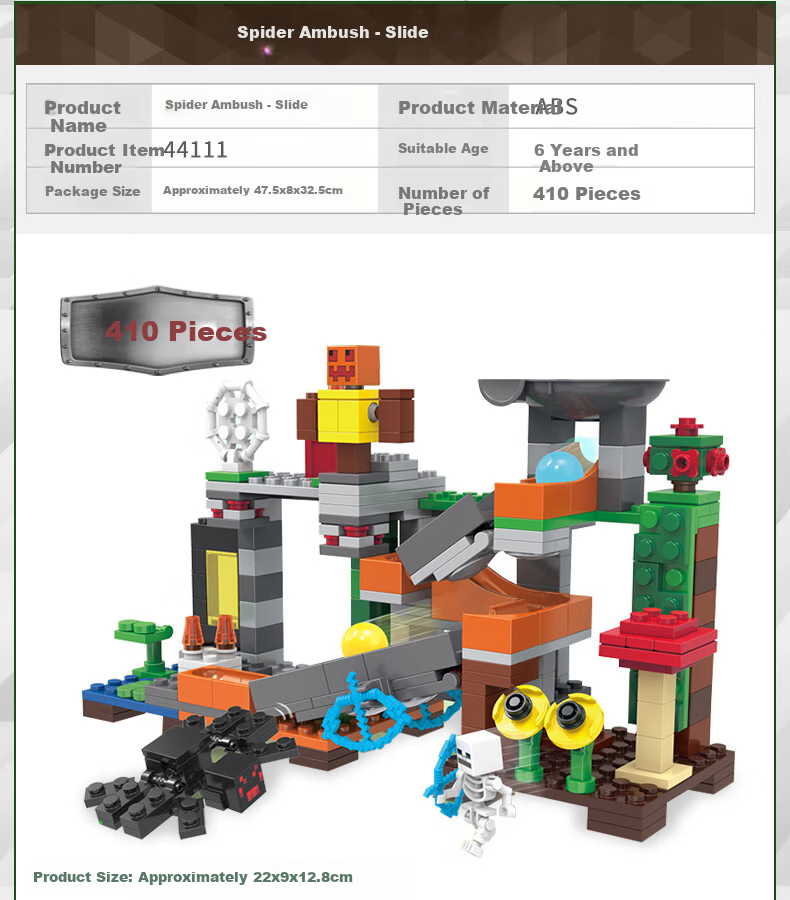QiJi My World Building Blocks Children's Assembly Toy Village Puzzle Model Boys Girls New Year Gift Box 12