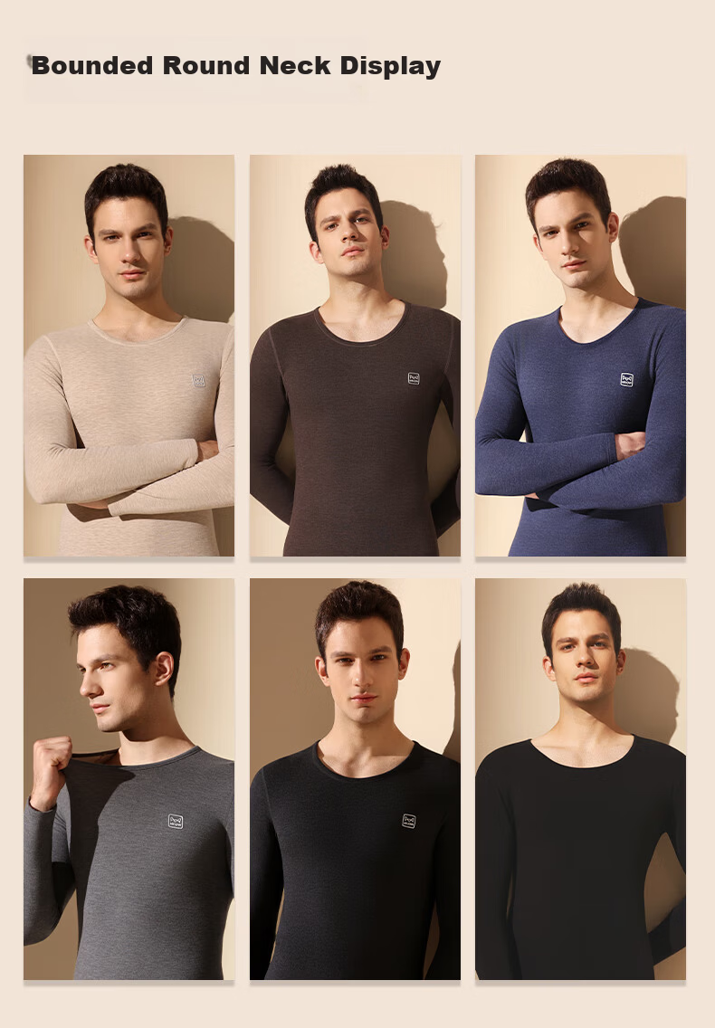 Miiow Men’s 2026 New Thermal Underwear Set Goose Down Tencel Thickened Autumn Base Layer Shirt and Pants with German Velvet Heating 20