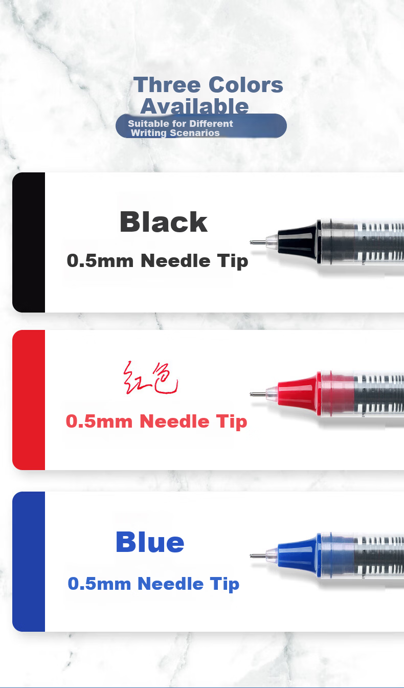 BAOKE BK126 0.5mm Liquid Ink Rollerball Pen Student Exam Writing Office Signature Gel Pen Black 12pcs/Box 6