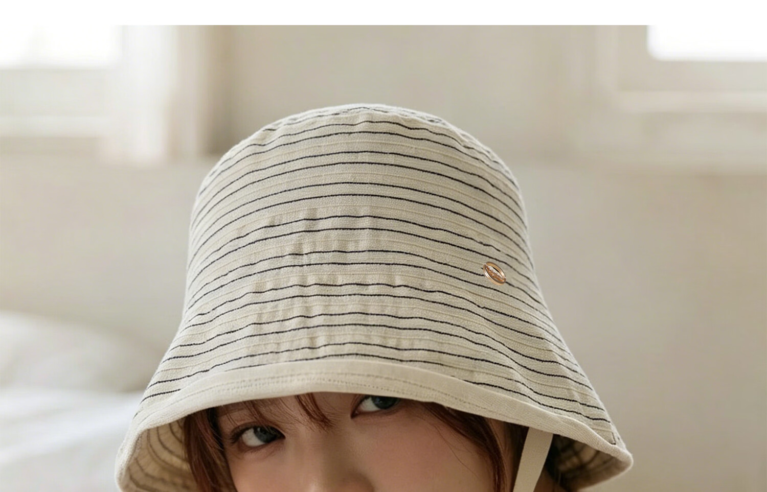 FANCET Striped Fisherman Hat for Women Summer UV Protection Wide Brim Sun Hat Japanese Minimalist Face-Slimming Sunshade Hat 23