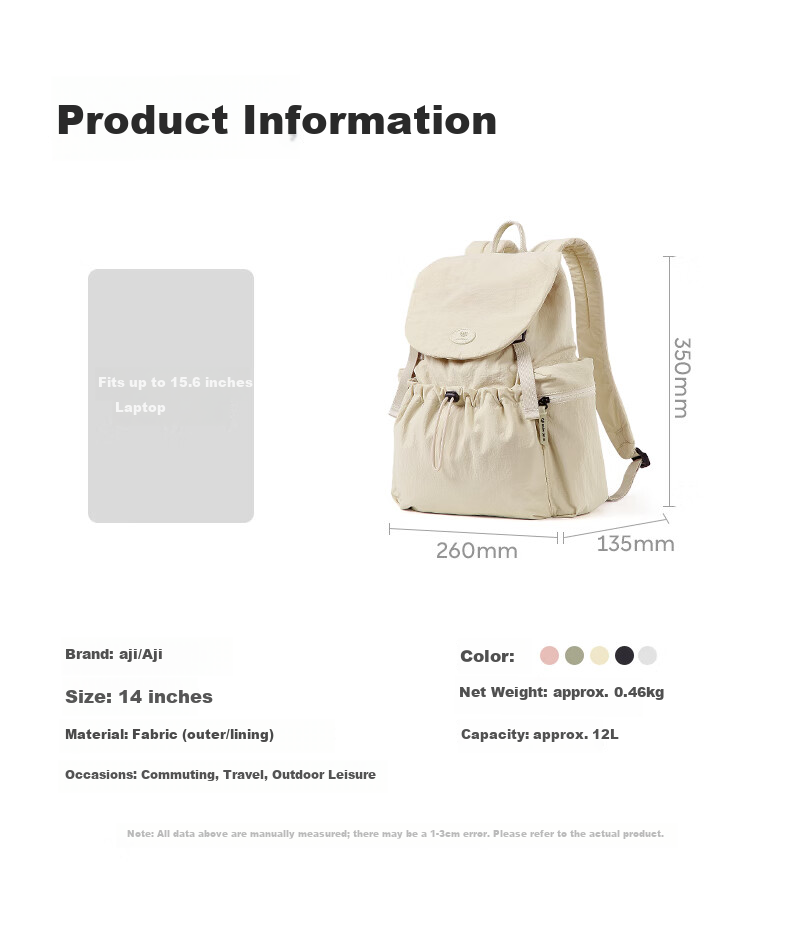 Aji Outdoor Travel Backpack Women College Student School Bag Fashion Versatile Waterproof Lightweight Small Travel Backpack 23