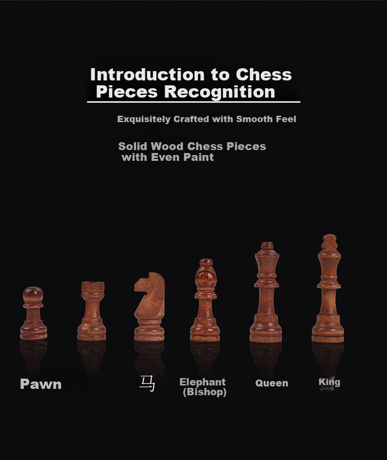 Guan Xiao Er Magnetic Foldable Portable Solid Wood Chessboard High-Grade International Chess for Elementary Children Tournament Camping 8