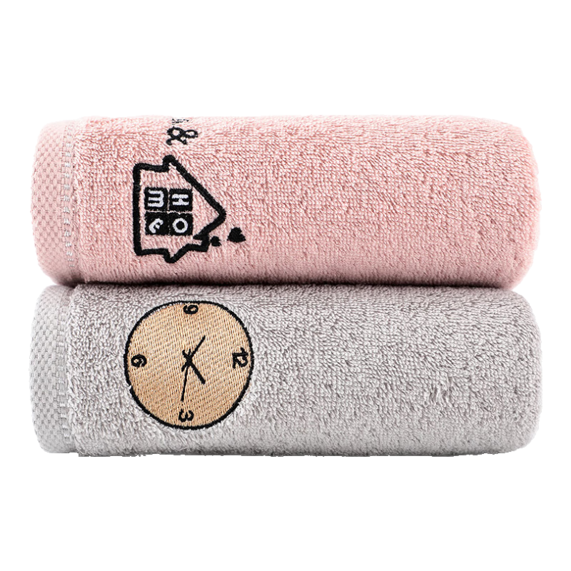 Grace Class A Pure Cotton Towels, 2-Pack, Thickened Vintage Embroidery, Face Towels for Men And Women, Absorbent Facial Cleansing Towels, 90g/piece, Sports