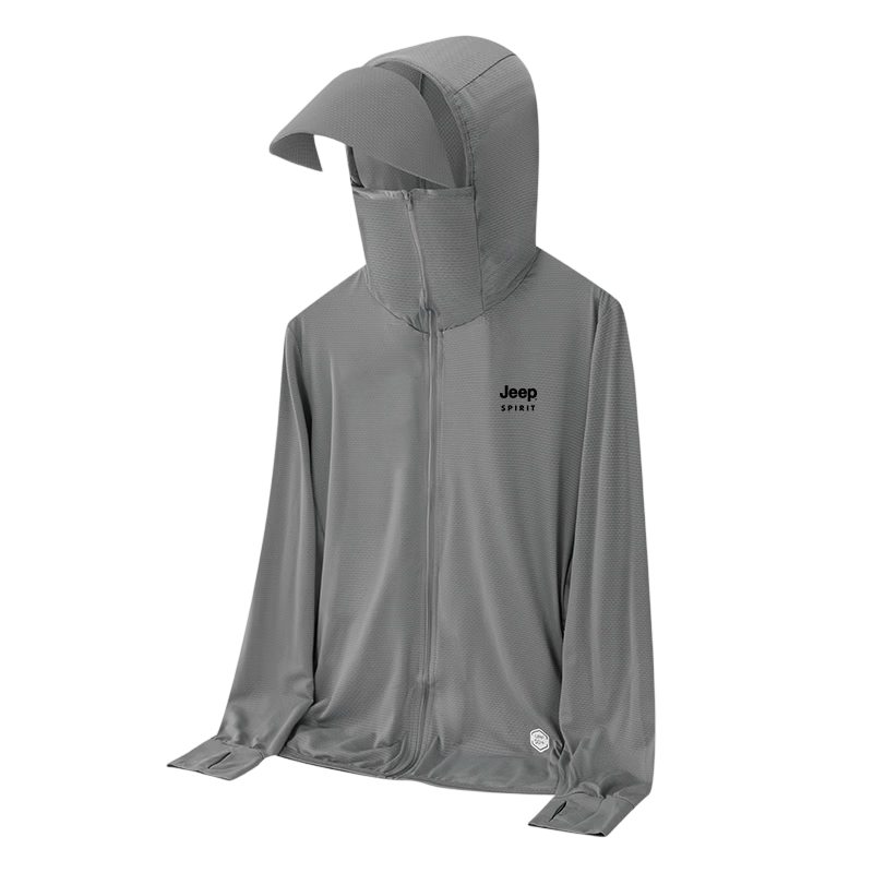 JEEP SPIRIT Men's Summer Lightweight Breathable Sun Protection Jacket UPF50+ Cooling Fishing Beach Coat Dark Gray 3XL