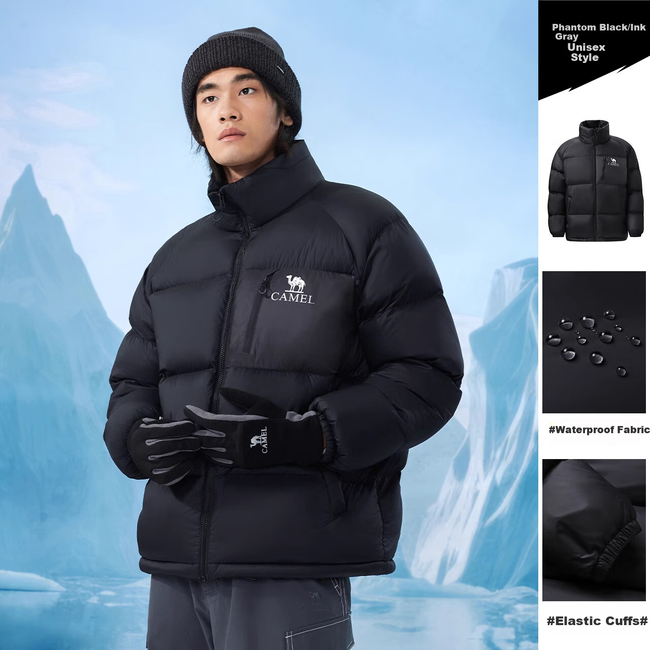 CAMEL Outdoor Down Jacket Unisex Thickened Graphene Warm Water-Repellent Puffer Coat 04/B/D/J Random Delivery